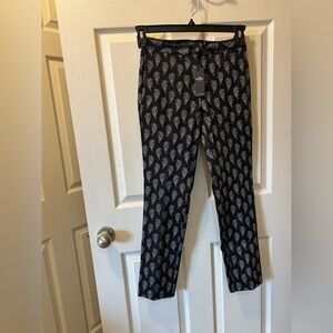 Size 0 Elegant Le Gali Black & White Paisley Women's Trousers Bloomingdale’s